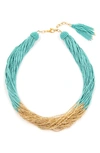 Deepa Gurnani Loretta Beaded Layered Necklace In Turquoise