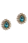 Deepa Gurnani Leesha Crystal Post Earrings In Turquoise