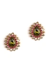 Deepa Gurnani Leesha Crystal Post Earrings In Lime