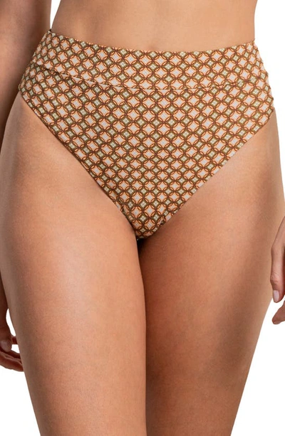 Maaji Mosaico Suzy Q Reversible Bikini Bottoms In Brown