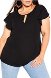 City Chic Sweet Waterfall Top In Black