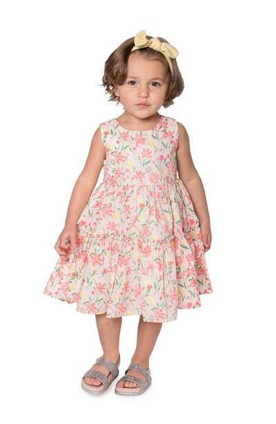 Popatu Kids' Floral Tiered Cotton Dress In Multi
