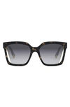 Fendi 55mm Gradient Square Sunglasses In Dark Havana / Gradient Smoke