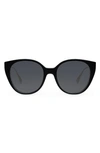 Fendi Baguette 54mm Round Sunglasses In Shiny Black / Smoke