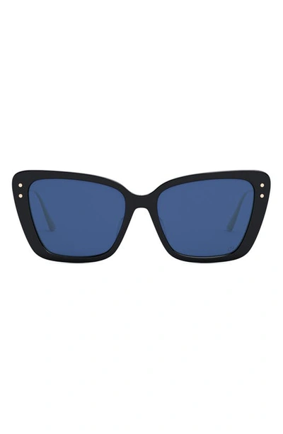 Dior Miss 54mm Butterfly Sunglasses In Shiny Black / Blue