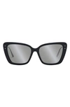 Dior Miss 54mm Butterfly Sunglasses In Shiny Black / Smoke Mirror