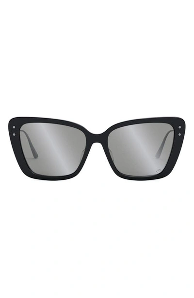 Dior Miss 54mm Butterfly Sunglasses In Shiny Black / Smoke Mirror