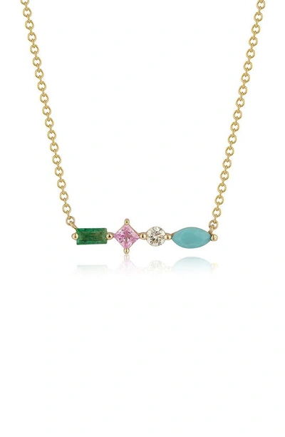 Ef Collection Treasure Bar Pendant Necklace In 14k Yellow Gold