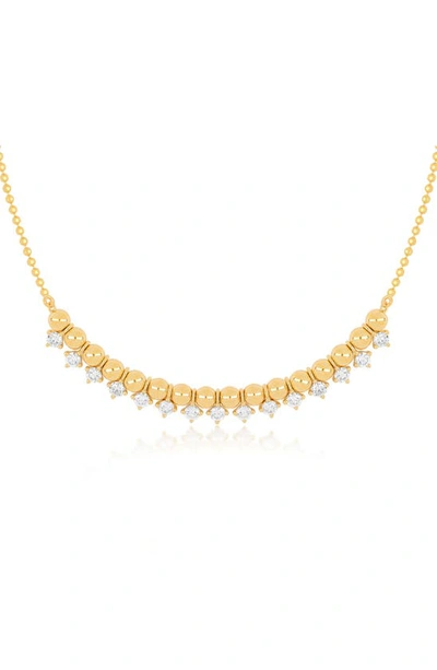 Ef Collection Beaded Diamond Frontal Necklace In 14k Yellow Gold