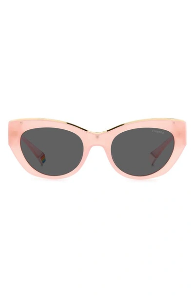 Polaroid 50mm Polarized Cat Eye Sunglasses In Pink/ Grey Polarized