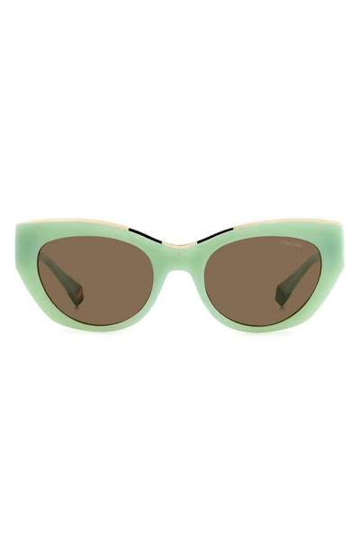 Polaroid 50mm Polarized Cat Eye Sunglasses In Green/ Bronze Polar