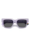 Polaroid 52mm Polarized Square Sunglasses In Lilac/ Gray Polarized