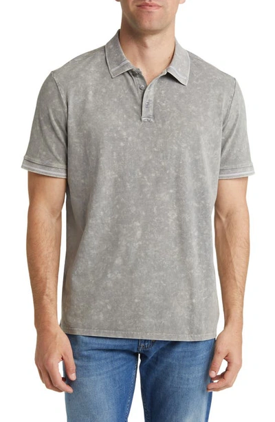 Stone Rose Acid Wash Polo In Grey