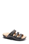 Halsa Footwear Hälsa Footwear Hälsa Delight Strappy Slide Sandal In Black Waxed/ Embossed