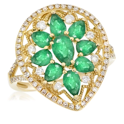 Diana M. 14ktyg 0.45cts Diamonds, Em. 1.59cts, 3gm, 93st In White