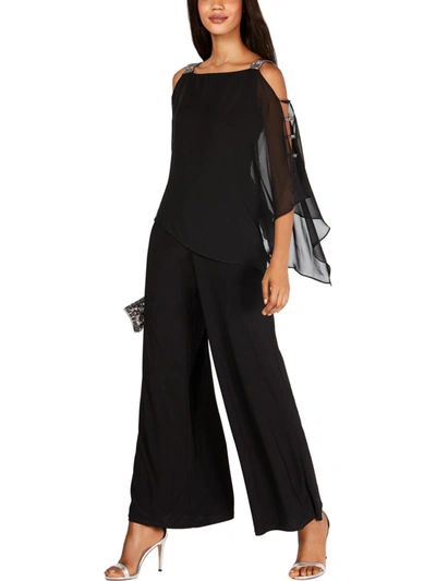 Msk Womens Embellished Poncho Sleeve Jumpsuit In Black