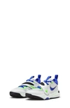 Nike Kids' Team Hustle D 11 Basketball Sneaker In White/ Platinum/ Green/ Blue