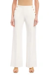 Fifteen Twenty Button Accent Flare Pants In White