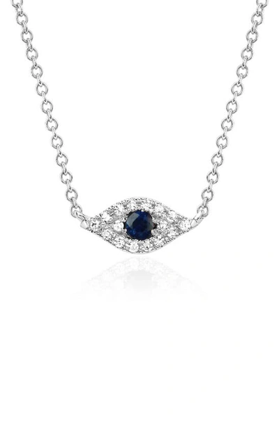 Ef Collection Diamond & Sapphire Evil Eye Choker Necklace In 14k White Gold