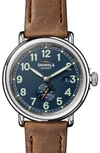Shinola Men's Runwell Leather Strap Automatic Watch, 45mm In Midnight Blue