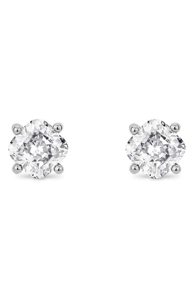 Lightbox 1 Carat Lab Created Diamond Solitaire Cushion Stud Earrings In White/ 14k White Gold