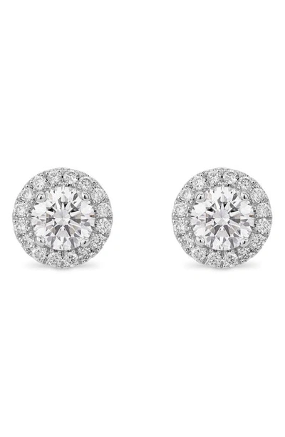 Lightbox 1 Carat Lab Created Diamond Halo Stud Earrings In White/ 14k White Gold