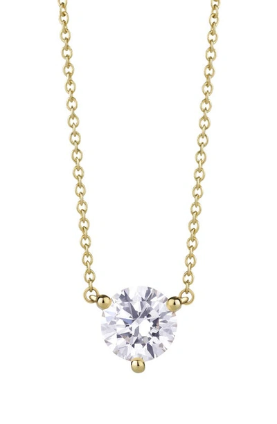 Lightbox 1 Carat Lab Created Diamond Solitaire Necklace In White/ 14k Yellow Gold