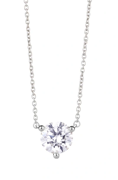 Lightbox 1 Carat Lab Created Diamond Solitaire Necklace In White/ 14k White Gold