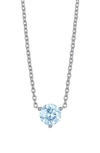 Lightbox 1 Carat Lab Created Diamond Solitaire Necklace In Blue/ 14k White Gold