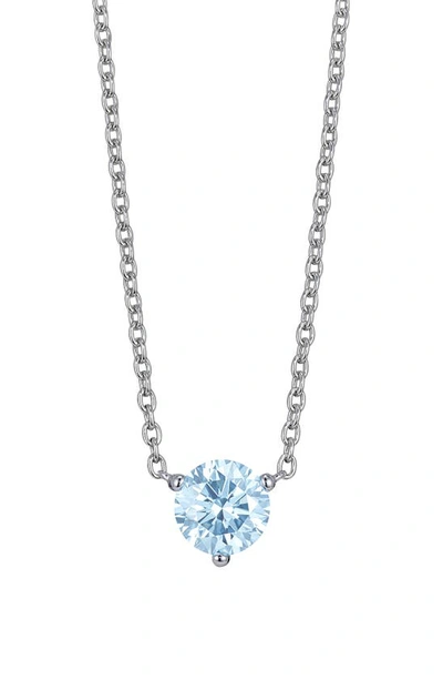 Lightbox 1 Carat Lab Created Diamond Solitaire Necklace In Blue/ 14k White Gold