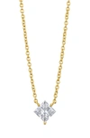 Lightbox Princess Cut Lab-created Diamond Solitaire Pendant Necklace In White/ 14k Yellow Gold