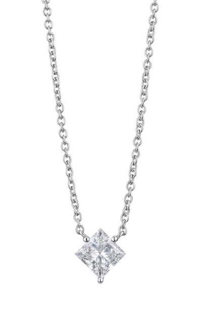 Lightbox Princess Cut Lab-created Diamond Solitaire Pendant Necklace In White/ 14k White Gold