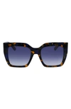 Longchamp 53mm Rectangular Sunglasses In Havana Blue