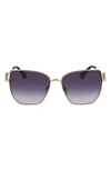 Longchamp 58mm Gradient Rectangular Sunglasses In Gold/ Gradient Smoke