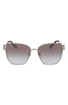 Longchamp 58mm Gradient Rectangular Sunglasses In Pale Gold/gradient Brown Azure