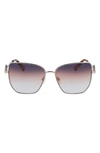 Longchamp 58mm Gradient Rectangular Sunglasses In Pale Gold/ Gradient Blue Brick