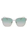 Longchamp 58mm Gradient Rectangular Sunglasses In Pale Gold/gradient Green Peach