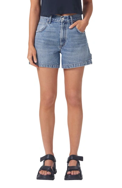 Agolde Magda Cargo Denim Shorts In Entrance