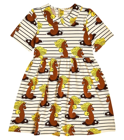 Mini Rodini Kids' Seahorse Printed Cotton-blend Dress In Ivory