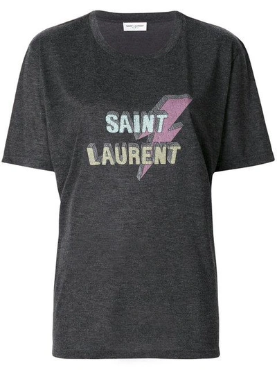 Saint Laurent Lightning Bolt T-shirt In Grey