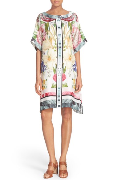 Ted Baker 'geyle' Floral Print Mulberry Silk Tunic In Ivory | ModeSens
