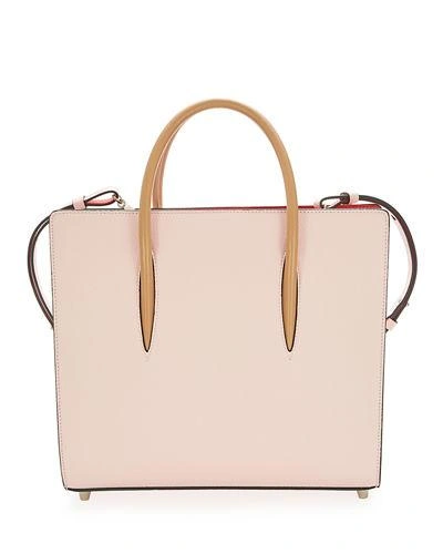 Christian Louboutin Paloma Medium Spike Leather Tote Bag In Pink Pattern