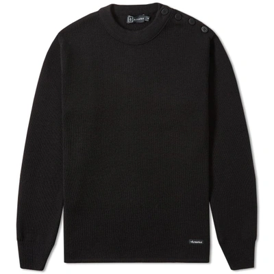 Armor-lux 1901 Fouesnant Mariner Crew Knit In Black