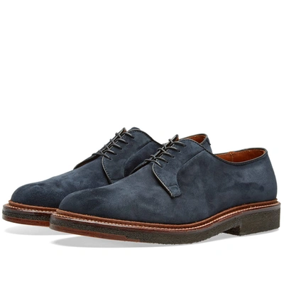 Alden Shoe Company Alden Crepe Sole Plain Toe Blucher In Blue