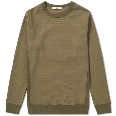 Edifice Lightweight Stripe Crew Sweat In Green