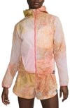 Nike Repel Tie Dye Water Repellent Hooded Jacket In Coral Chalk/ Sea Coral