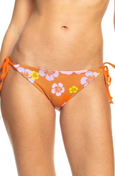 Roxy X Kate Bosworth Reversible Side Tie Bikini Bottoms In Sunburn Positivity