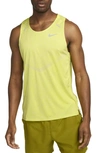 Nike Men's Rise 365 Dri-fit Running Tank Top In Bright Cactus/reflective Silver