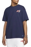 Nike Beach Party Cotton Graphic T-shirt In Blue