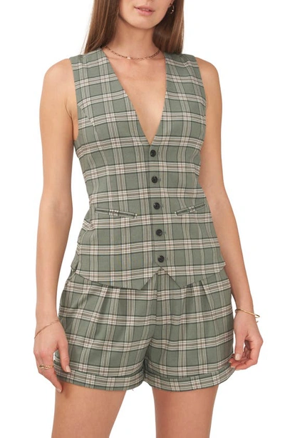 1.state Summer Plaid Vest In Green Milieu
